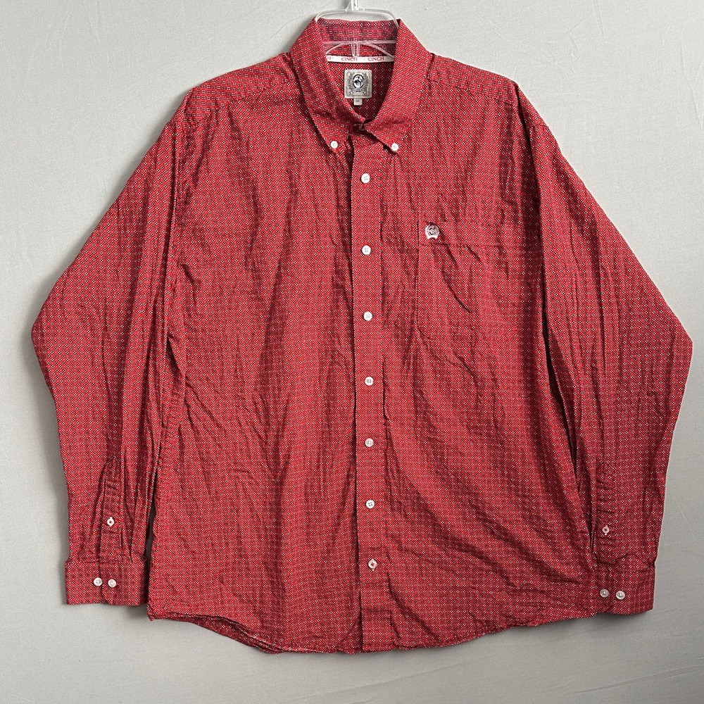 Cinch Men's Medium Red Casual Button Down Shirt